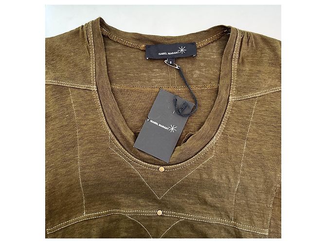 Isabel Marant Uther Leinenjersey Minikleid Tunika Bronze Khaki - Ansicht 5