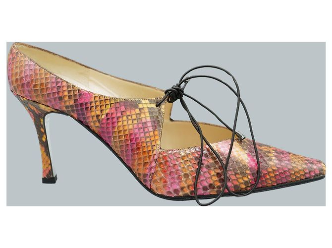 Chanel Python Pumps Mehrfarbig Rosa Grün Schwarz Größe 37 Mehrfarben - Ansicht 2