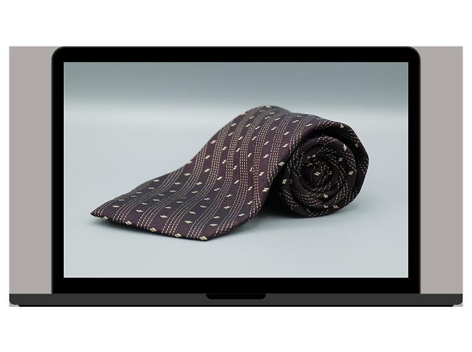 Cravatta Donna Karan in seta viola con motivo a rombi Porpora - vista 3