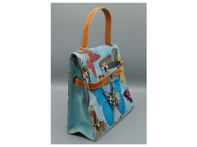 Autre Marque Borsa a mano Carlos Zini Mariposas Blu in Pelle - vista 2