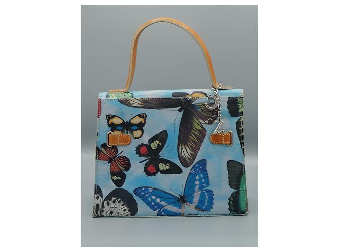 Autre Marque Borsa a mano Carlos Zini Mariposas Blu in Pelle - vista 3