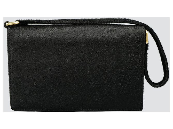 Autre Marque Borsa in cavallino nero con patta - vista 3