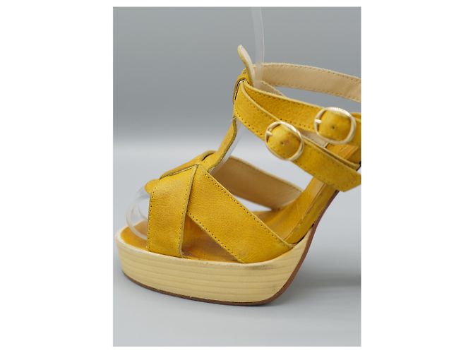 Autre Marque Sandalias Abiertas con Tacón Amarillas Amarillo - vista 2