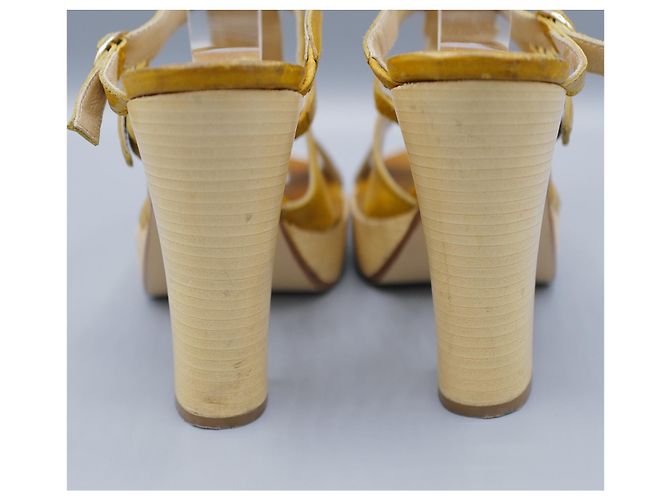 Autre Marque Sandalias Abiertas con Tacón Amarillas Amarillo - vista 3