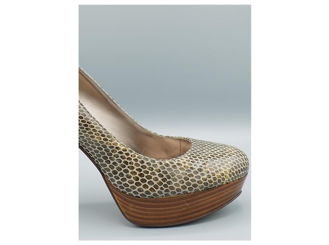 Nine West Tacos de Cuero mit Schlangeneffekt Grün - Ansicht 2