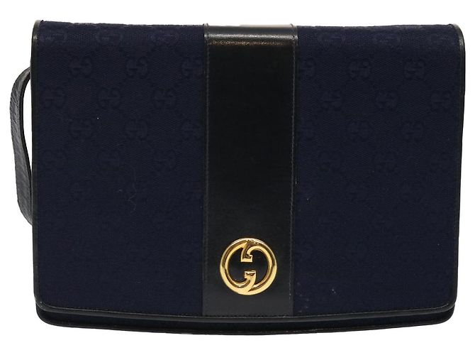 GUCCI Borsa a tracolla in tela GG Navy Nero Auth yk11772 Blu navy - vista 13