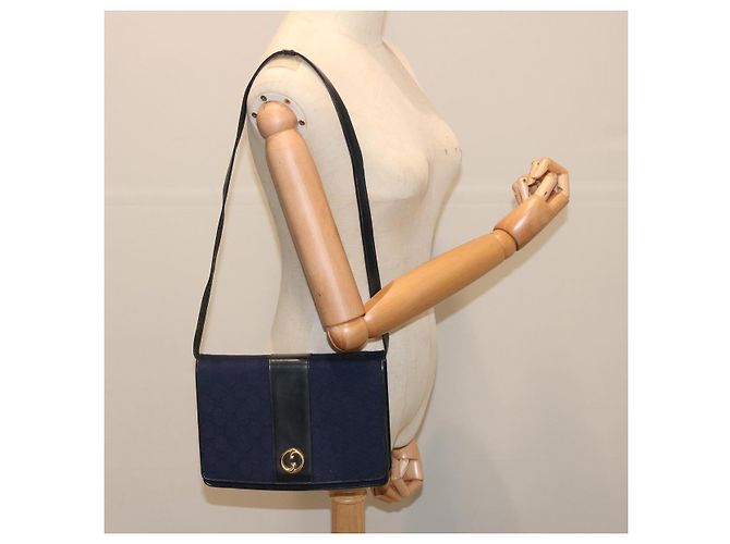 GUCCI Borsa a tracolla in tela GG Navy Nero Auth yk11772 Blu navy - vista 21