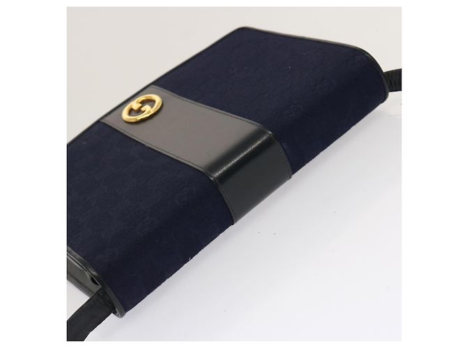GUCCI Borsa a tracolla in tela GG Navy Nero Auth yk11772 Blu navy - vista 6