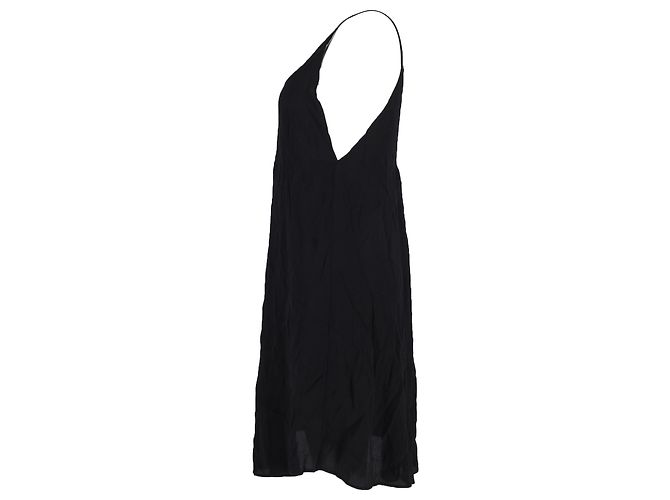 Vestido Reformation sin mangas con cuello en V en seda negra - vista 2