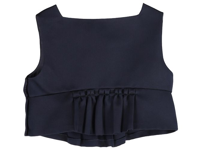 Top corto con peplum Duchesse de seda azul marino de Miu Miu - vista 2