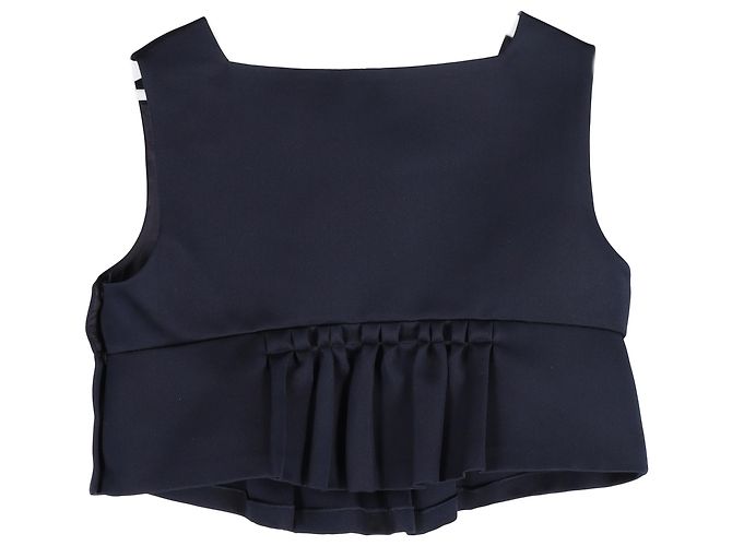 Top corto con peplum Duchesse de seda azul marino de Miu Miu - vista 5