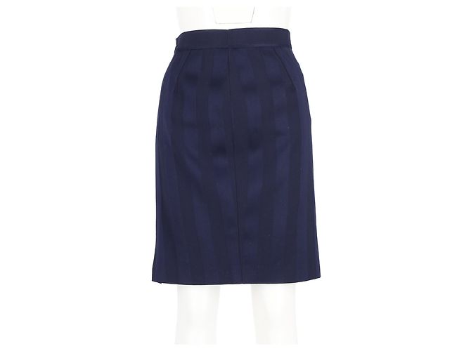 Saia listrada Thierry Mugler em lã azul - vista 4