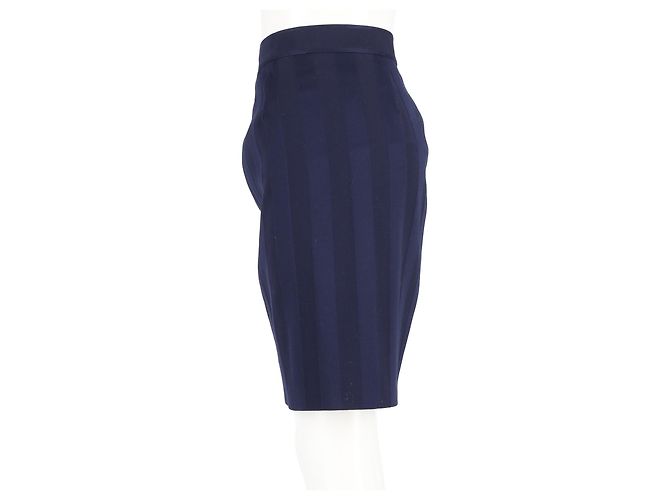Saia listrada Thierry Mugler em lã azul - vista 5