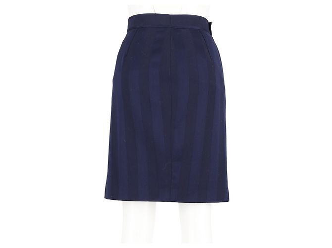 Saia listrada Thierry Mugler em lã azul - vista 6