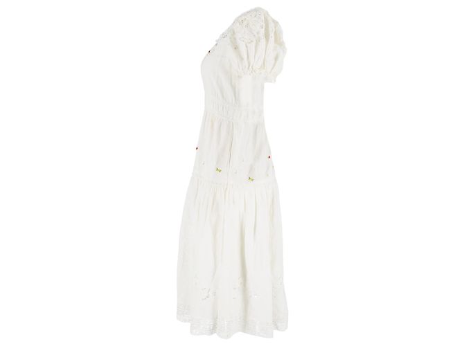 Vestido con mangas abullonadas de algodón blanco de LoveShackFancy - vista 2