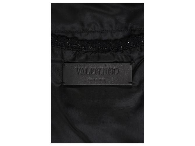 Valentino Garavani Giubbotto bomber Valentino in tweed nero e pelle - vista 8
