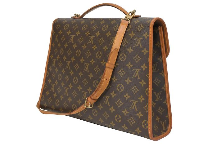 Sac porte-documents Louis Vuitton Beverly GM en toile enduite marron - vue 3