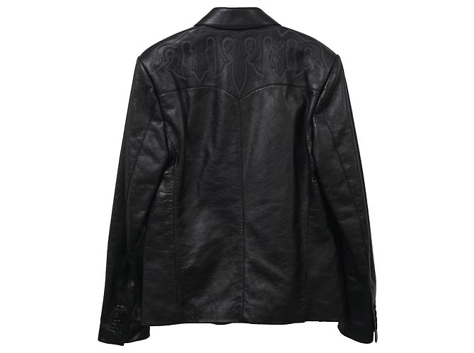Saint Laurent Western Blazer Jacket in Black Leather - view 2