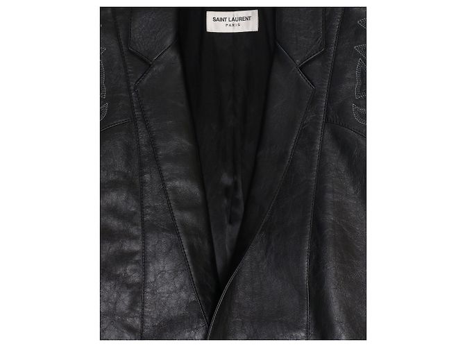 Saint Laurent Western Blazer Jacket in Black Leather - view 3