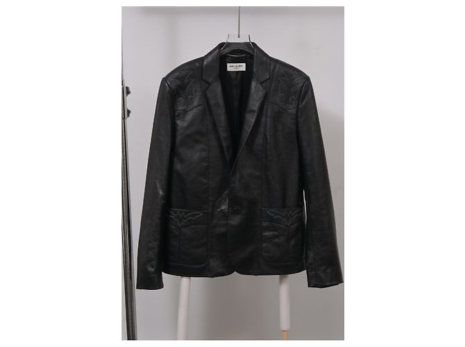 Saint Laurent Western Blazer Jacket in Black Leather - view 5