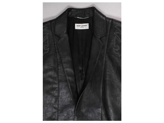 Saint Laurent Western Blazer Jacket in Black Leather - view 7