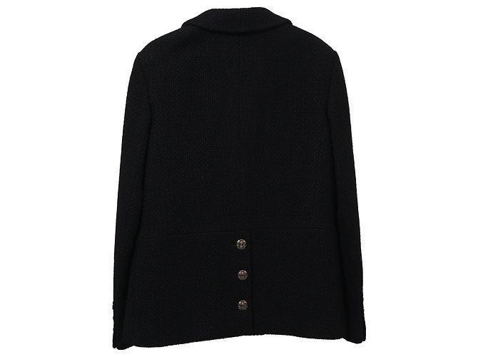 Timeless Chanel Double-Breasted Blazer in Black Wool - view 2