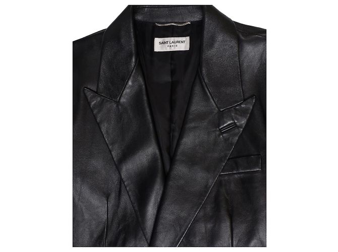 Saint Laurent Double-Breasted Jacket in Black Leather - view 3