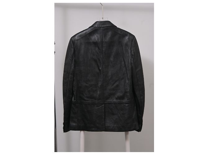 Saint Laurent Double-Breasted Jacket in Black Leather - view 6