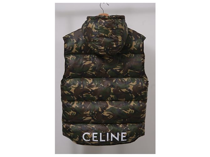 Céline Celine Camouflage Steppweste aus grünem Nylon - Ansicht 6