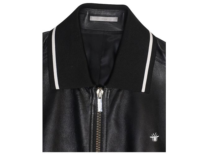 Giubbotto bomber Dior in pelle nera - vista 4
