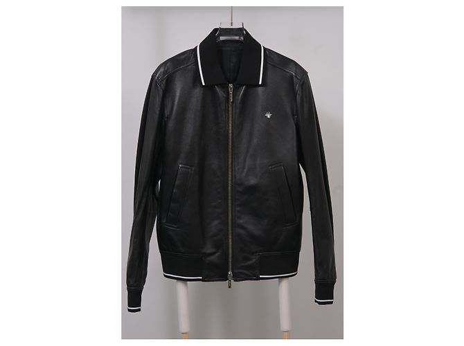 Giubbotto bomber Dior in pelle nera - vista 5