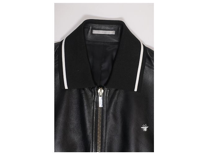 Giubbotto bomber Dior in pelle nera - vista 8