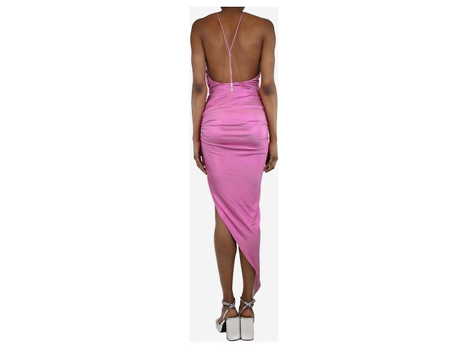 Alexandre Vauthier Rosa Neckholderkleid mit Rüschen - Größe UK 6 Pink - Ansicht 3
