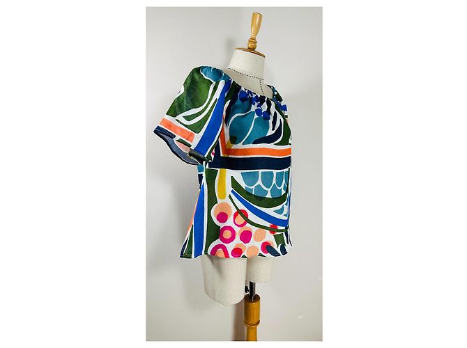 Blusa 120% LINO in lino multicolore - vista 2