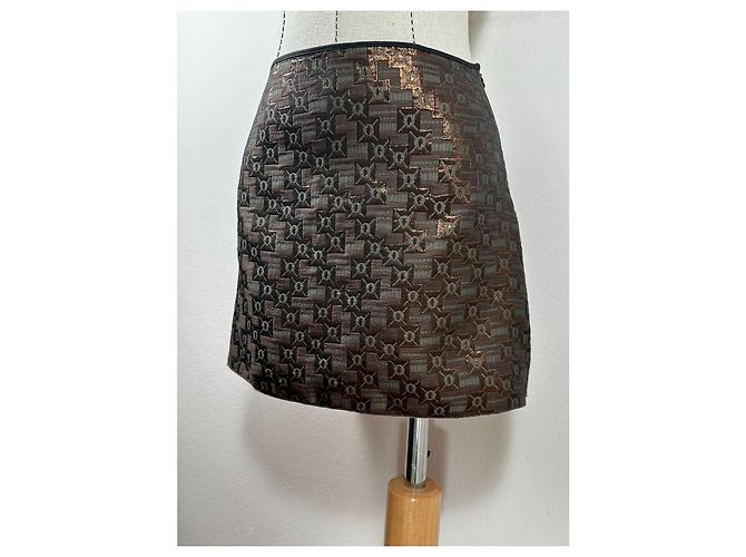 Falda metálica Marni matelassé marrón seda lana Castaño Multicolor - vista 2