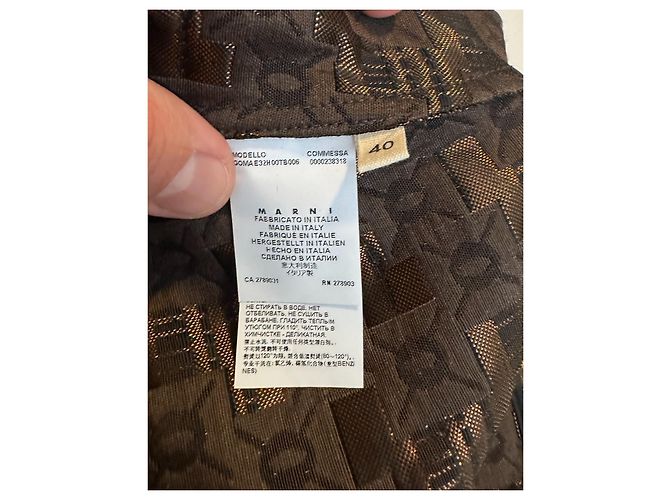 Falda metálica Marni matelassé marrón seda lana Castaño Multicolor - vista 6