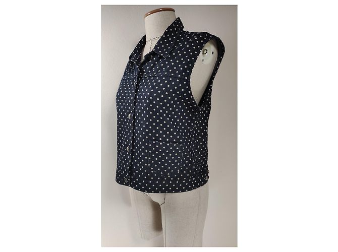 Escada Sport Veste sans manches à pois bleu beige - vue 2
