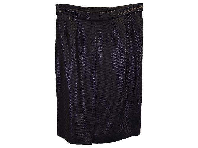 Saint Laurent Strukturrock aus schwarzem Polyester - Ansicht 2