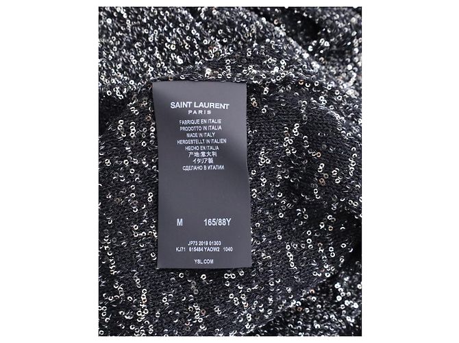 Verziertes Minikleid von Saint Laurent mit schwarzen Pailletten - Ansicht 3