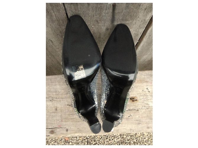 Décolleté Miu Miu in pelle con paillettes argento - vista 6