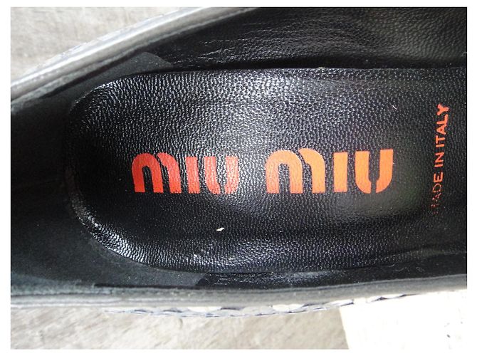 Décolleté Miu Miu in pelle con paillettes argento - vista 8