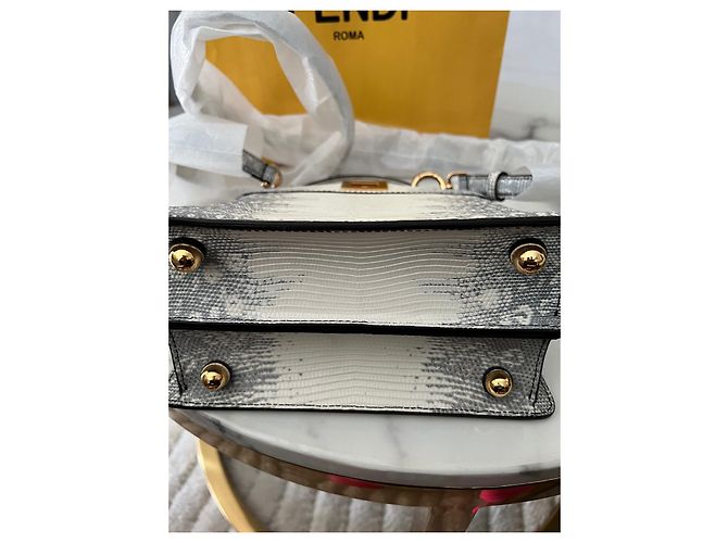 Fendi Peekaboo ISeeU Handtasche aus Eidechsenleder Weiß - Ansicht 2