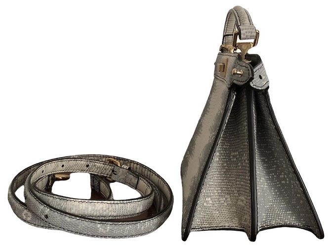 Fendi Peekaboo ISeeU Handtasche aus Eidechsenleder Weiß - Ansicht 4