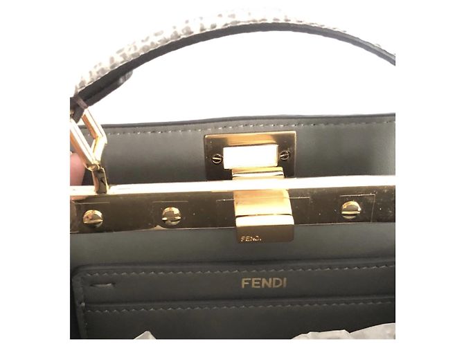 Fendi Peekaboo ISeeU Handtasche aus Eidechsenleder Weiß - Ansicht 6