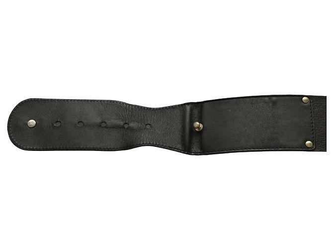 Dolce & Gabbana Breiter Ledergürtel Schwarz mit silbernem Ring Größe 85 - Ansicht 5