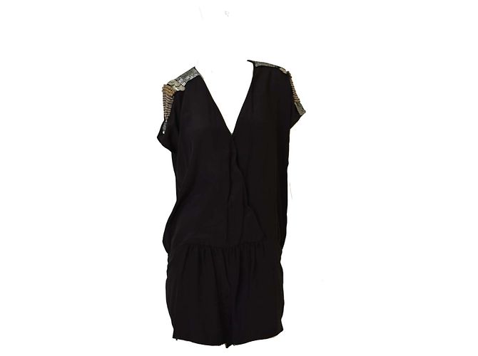 American Retro Combi Black Silk Sequins Romper - view 3