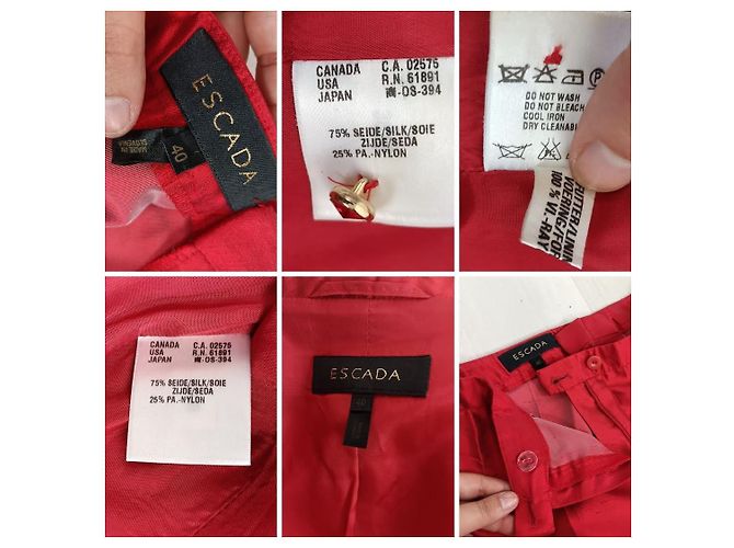 Tailleur pantalone in seta rossa Escada, Y2k abito da donna Rosso - vista 10