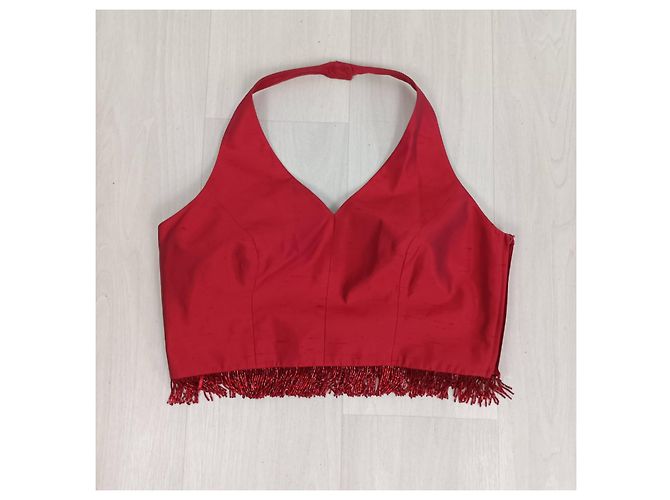 Tailleur pantalone in seta rossa Escada, Y2k abito da donna Rosso - vista 13