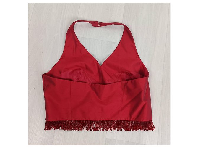 Tailleur pantalone in seta rossa Escada, Y2k abito da donna Rosso - vista 14