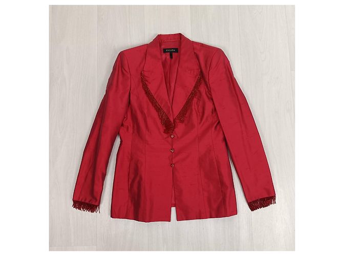 Tailleur pantalone in seta rossa Escada, Y2k abito da donna Rosso - vista 15